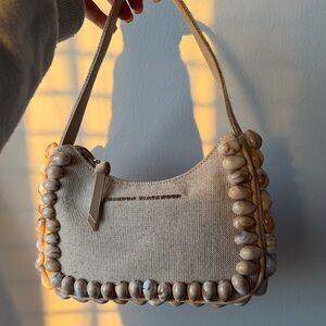 Beige Shell-Embellished Women's Bag